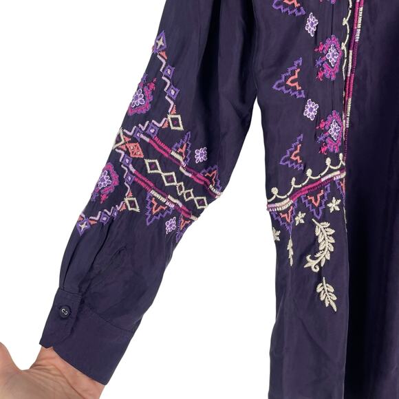 Johnny Was Curacao Floral Embroidered Oversized Tunic Shirt Size XS - Picture 11 of 13